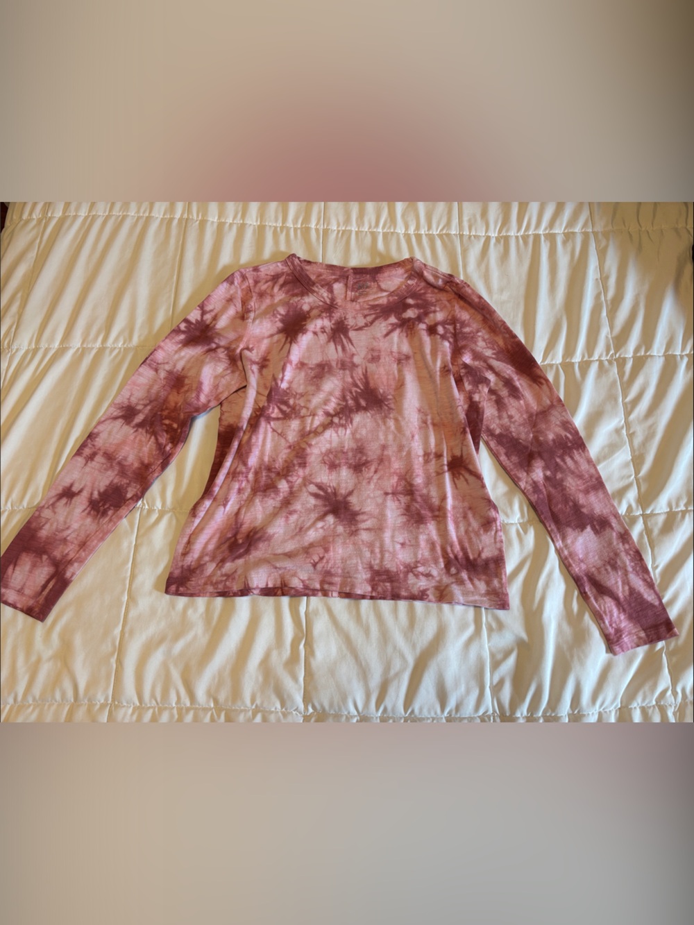 Tie-Dye Long Sleeve Women's Top - Mauve Pink
